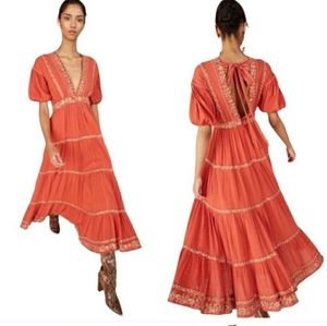 Ulla Johnson Alma Embroidered Beaded Maxi Dress Clay